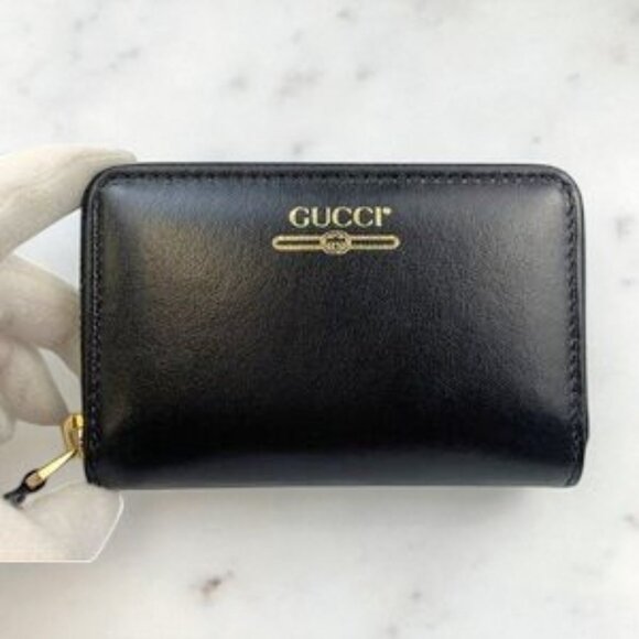 NIB Authentic Gucci zip card case wallet with gucci logo in black - Picture 1 of 5